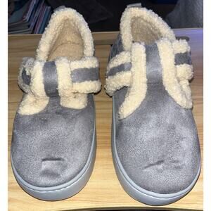 BRONAX Slippers Women Adjustable Hook & Loop Cozy,Faux Shearling Lined Grey, 9